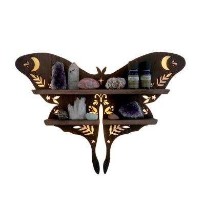 China Europe KRAFF Luna Moth Shelf Wooden Art Crystal Display Luna Geometric Moth Shelf for sale