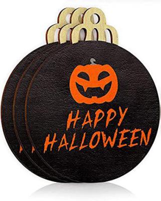 China Special Europe KRAFF Halloween Decoration Ornaments Wooden Halloween Hanging Signs With Rope For Halloween Party Decoration for sale