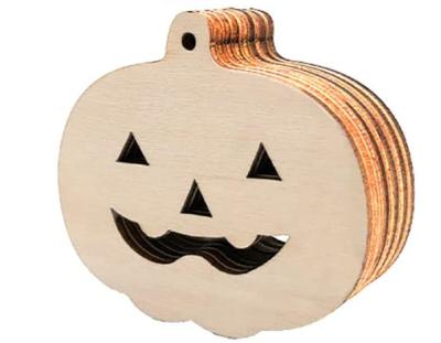 China Europe KRAFF RTS Halloween Decorations Crafts Wooden Slices Tags Mask Wooden Hanging Ornaments Cutouts Crafts Home Decoration for sale