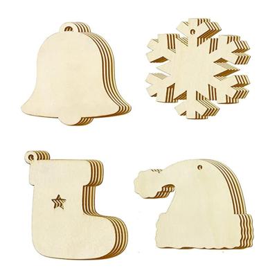 China Europe KRAFF Customized Hanging Christmas Decorations In Unfinished Wood With Jingle Bells For Crafts for sale