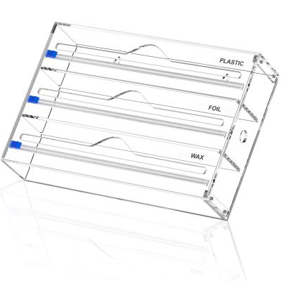 China In Stock KRAFF Plastic Envelope Organizer Holder for Cling Film and Waxed Paper 3 Acrylics in 1 Aluminum Tin Foil Storage Dispenser for sale