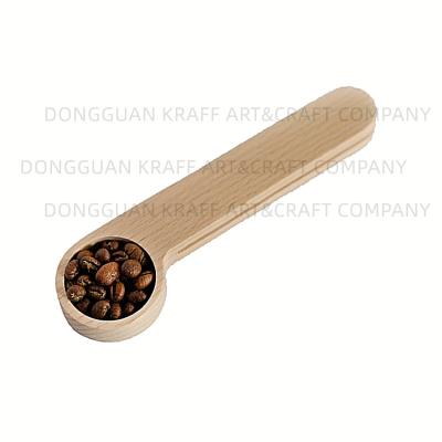 China KRAFF Stored Beech Espresso Coffee Bags Sealer Wooden Scoop Coffee Scoop and Bag Measuring Wooden Clip with Painting for sale