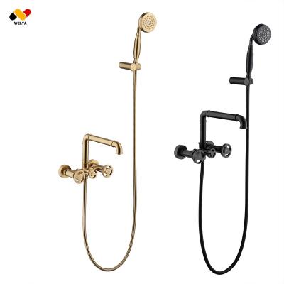 China With Slide Bar New Design Gold China Bath Shower Mixer Luxury Indoor Portable Shower Head for sale