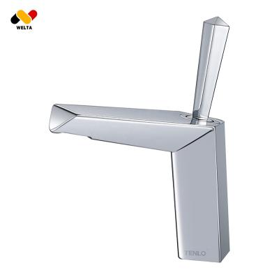 China Custom Single Hole Faucets Single Handle Metered Wash Faucet Colored Silver Cheap Bathroom Basin Faucet for sale