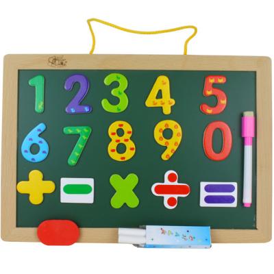 China Classic Educational Wooden Borad Black Magnetic Digital Painting Learn Wooden Easel Toy Drawing Board For Kids for sale