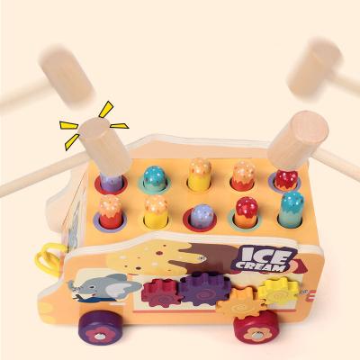 China Eco-Friendly Theme Wooden Whac-a-mole Ice Cream Car Wooden Car With 2 Hammers For Toddler Kids for sale