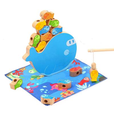 China Modern Hot Birthday Gift Fishing Stacking Beads Stacking Blocks Wooden Fishing Toy For Children for sale