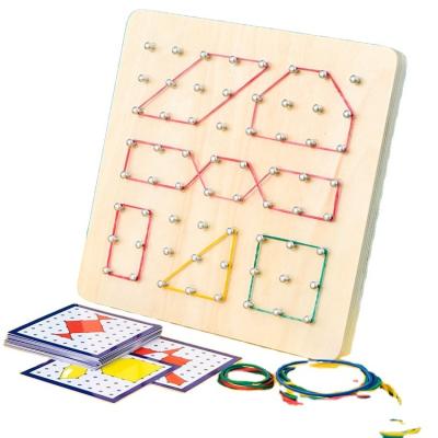 China Educational Puzzle Toy Geoboard - Montessori Toy Wooden Geoboard Mathematical Geoboards with Elastic Bands for sale