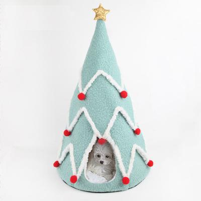 China Breathable High Quality Cheap Christmas Pet Cat Bumper Tree Shape Soft Comfortable Soft Cat Bed for sale