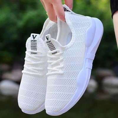 China Cushioning Soft sole non-slip women's net shoes new flying woven hollow breathable sports shoes Korean version of all casual running shoes for sale