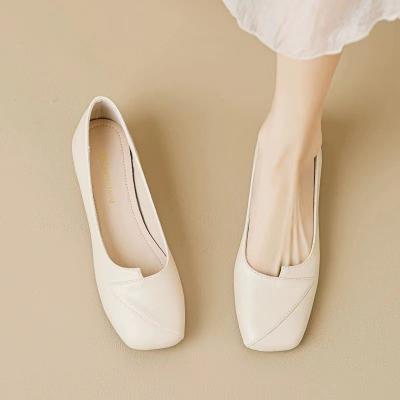 China Large size women's square soft bulky round bean women's large size soft soled shoes female fairy wind shoes toe slip-on shoes for sale