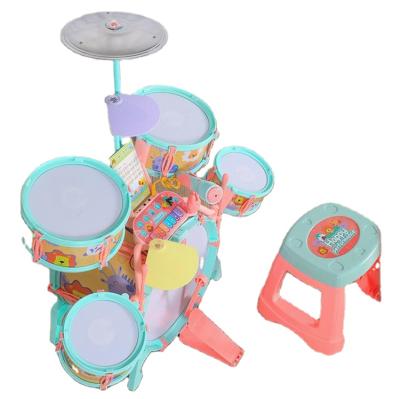 China Plastic Drum Kit New Born Baby Hang Drum Toy Snare Drum Musical Toys Electric Musical Instrument Toys for sale