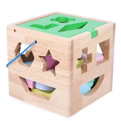 China Early Childhood Wooden Education Assembled Wooden Toys Babies Intelligence Hole Shaped Box for sale