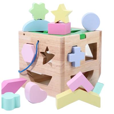 China Creative Design Wooden Solid Wood Assemble Building Block Box Assembly Wisdom Box With Hole for sale