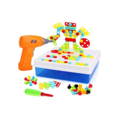 China Educational Electric Drill Toy Block Building Toys Children Screwing Blocks Drill Toys Electric Creative for sale