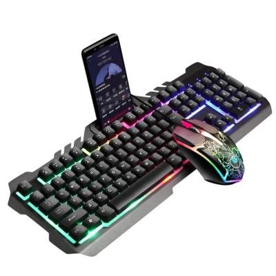 China Wired Gaming Keyboard&Mouse Set With Waterproof RGB Backlight 104Keys Keyboard With Phone Holder For Desktop Computer PC&M for sale