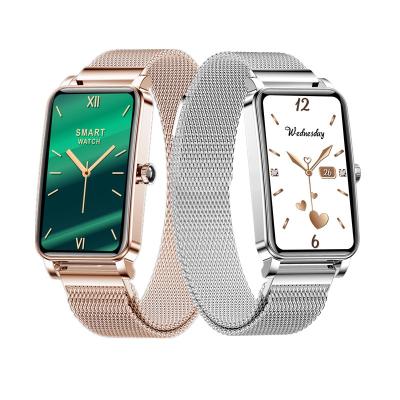 China Stainless Steel Wrist Watch Fashion Strap Sports Fitness Tracker Heart Rate Blood Pressure Oxygen Female Smartwatch Smart Cycle Monitor for sale