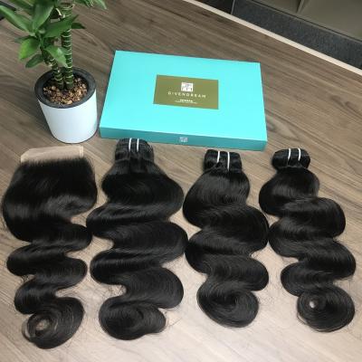 China Cheap Brazilian Body Wave Hair 22-30 Inch 12A Grade Body Wave Virgin Hair Extensions Bundles And Closure Set for sale