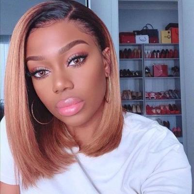 China Silky Straight Short Bob Wave Pre Plucked Lace Wig, Rose Glod Colored Hair Swiss Lace Wigs, Wholesale Cheap Short Hair Lead Closure Wig for sale