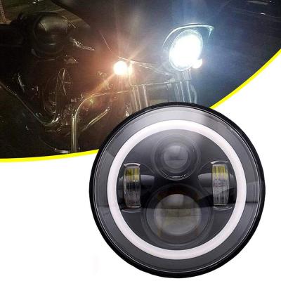 China Guangdong 45w bulb 7 inch die-cast aluminum housing round led headlight with angel eye, 7