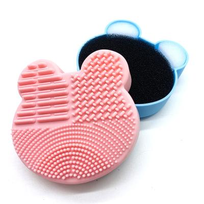 China For commercial & Home Use Bear Shape Silicon Brush Cleaner Cosmetic Make Up Brush Panel Wash Cosmetic Cleaning Mat for sale