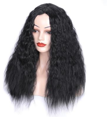 China Regular Wave Factory Stock High Temperature Fiber 30 Inches Cheap Synthetic Lace Front Wig Kinky Curly Long Front Wig for sale