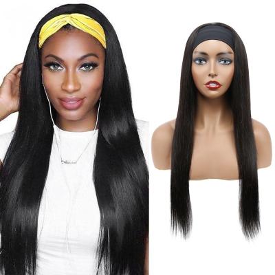 China Straight 100% 10-24 Inches Virgin Human Hair Wigs Long Wigs Headband Straight Hair Wig Wholesale for sale