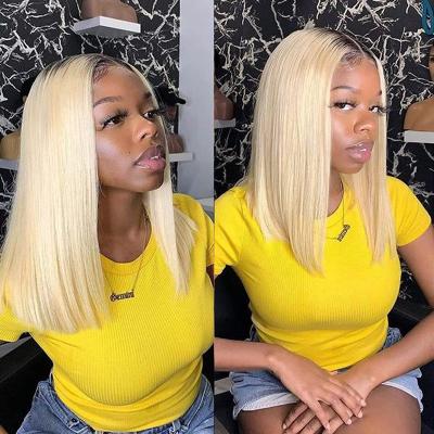 China Wholesale 100% Short Straight 13*4 Full Lace Bob Wig Vendor Human Hair Human Hair Lace Wig Blonde Short Wigs For Black Women for sale