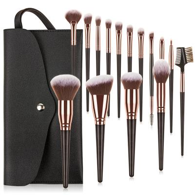 China Angular Blush 15pcs Makeup Brushes Cosmetic Make Up Brush Private Label Makeup Brush Set Wholesale Supplier for sale