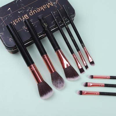 China Angular Blush Hot Selling Amazon Makeup Brush Set 8pcs Plastic Handle Synthetic Hair Brush Brochas Maquillaje Iron Facial Case for sale