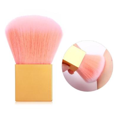 China Angular Blush Square Powder Brushes One Piece Foundation Powder Brushes Makeup Rose Gold Color Custom Logo Makeup Brushes Short Handle for sale