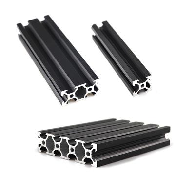 China 2020 Robot Fence China Supplier 3030 4040 4080 T Slot Custom Black Industrial Frame Extrusion Aluminum Profiles V Slot 20x40 For Rail for sale