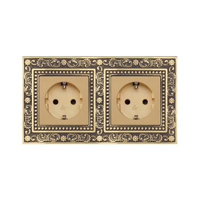 China KaiJ Retro Style 2 Way Luxury Hotel Copper Panel Lamp Switch Vintage Villa Momentary Lamp Switches And Sockets EU for sale