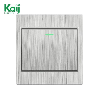 China KAIJI Anti-scratch 86mm*86mm Anti-scratch Push Button Reset Button Switch 1/2/3/4 Gang 1-2 Way Wall Switch Panel Aluminum Lamp Switch for sale