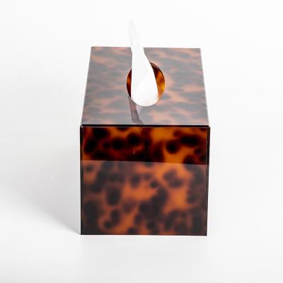 China Personality Waterproof Tortoiseshell Color Design Home Hotel Room Acrylic Tissue Box Holder for sale