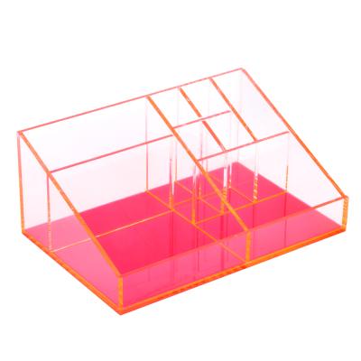 China Viable Separation Neon Acrylic Compartment Color Cosmetic Storage Box for sale