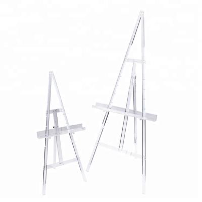 China Eco-friendly Wholesale Clear Acrylic Floor Tripod Display Easel For Art Paintings for sale