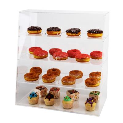 China Eco - Friendly Clear Donut Acrylic Dessert Display Case 4 Tier Display Cabinet for sale