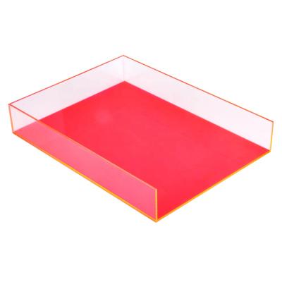 China Wholesale Neon Acrylic Office Front Loading Tray Desk A4 Heavy Duty Magazine for sale