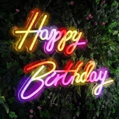 China Shops Happy Birthday Party Custom Neon Sign Led RGB Neon Sign Light Logo Neon Sign For Wedding Wall Decor Birthday Decoration Lamp for sale