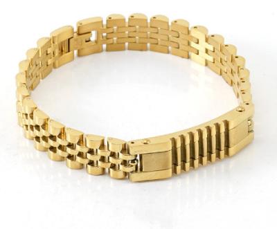 China Hip Hop Wholesale PVD 18K Gold Plated Stainless Steel Mens Design Watch Band Bracelet for sale