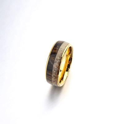 China Non-fading silver tungsten Antler steel Ring For Men Women custom teakwood inlay arrows wedding rings for sale