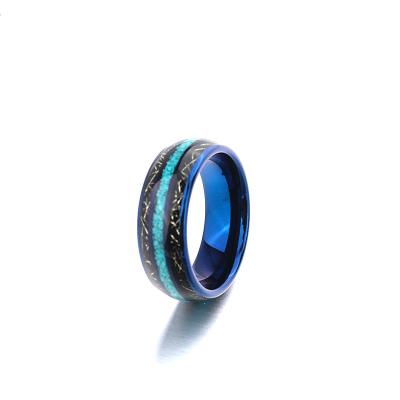 China OEM / ODM Romantic Vacuum Plating Turquoise Stainless Steel Ring for sale