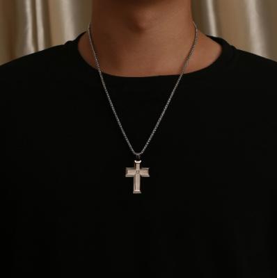 China TRENDY Fashion Simple 316L Stainless Steel Cross Necklace High Polished Pendant Jewelry for sale