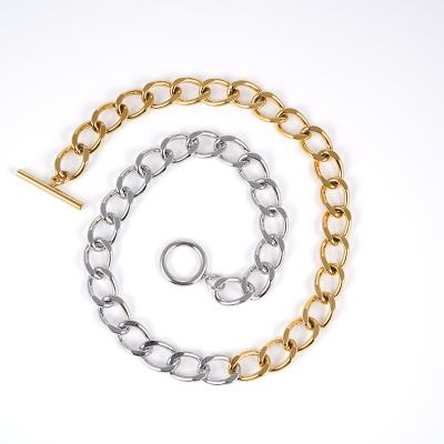 China Hip Hop Stainless Steel Cuban Link Chain Necklace With Double Color Plating for sale