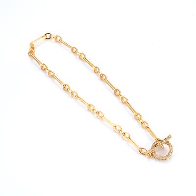 China Fashion Woman Gold Plating Link Chain OT Buckle Necklace Handmade Thick Twist Paper Clip Chain for sale