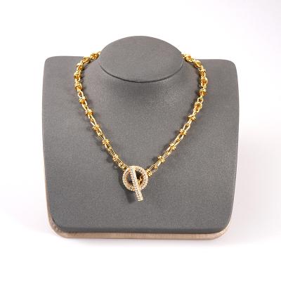 China 5mm Brass Manual Chain Zircon Necklace Women Temperament OT Buckle Necklace Fashion Dangling Part Fashionable Inlay for sale