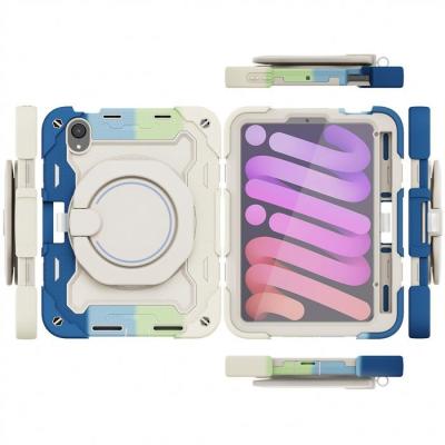 China Fashion Rainbow Color 360 Shockproof Folding Ring Holder Tablet Case For Apple iPad mini 6 Anti-scratch Tablet Cover for sale