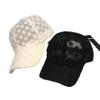 China COMMON girls fashion lace fabric sports hat high quality polyester flower pattern baseball cap for sale