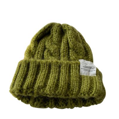 China Rough JOINT women's knit wool hat autumn and winter large head wild green loose tide for sale